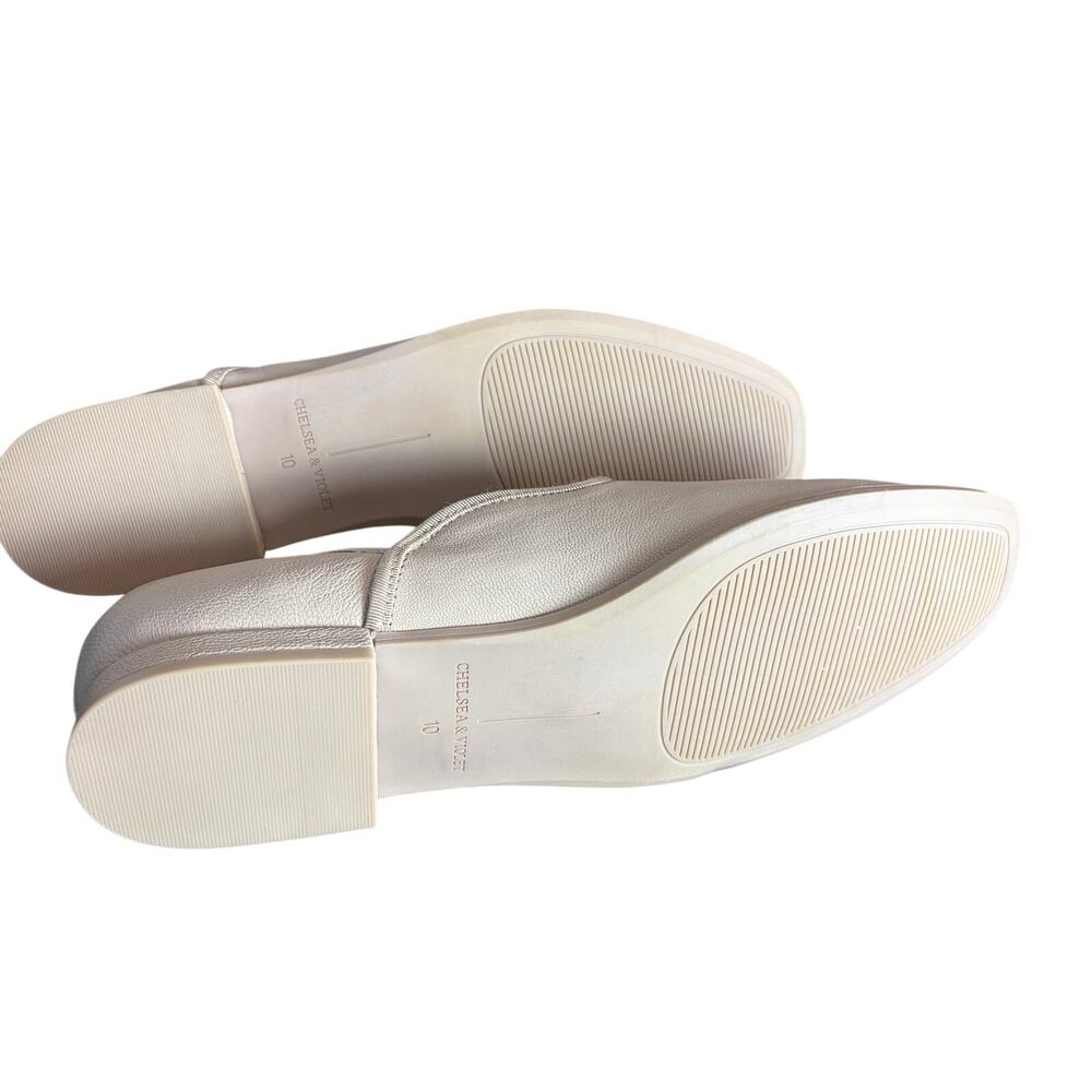 Chelsea and Violet Beige Slip On Loafers Flats Size 10 Minimalist Faux Leather - Picture 7 of 7